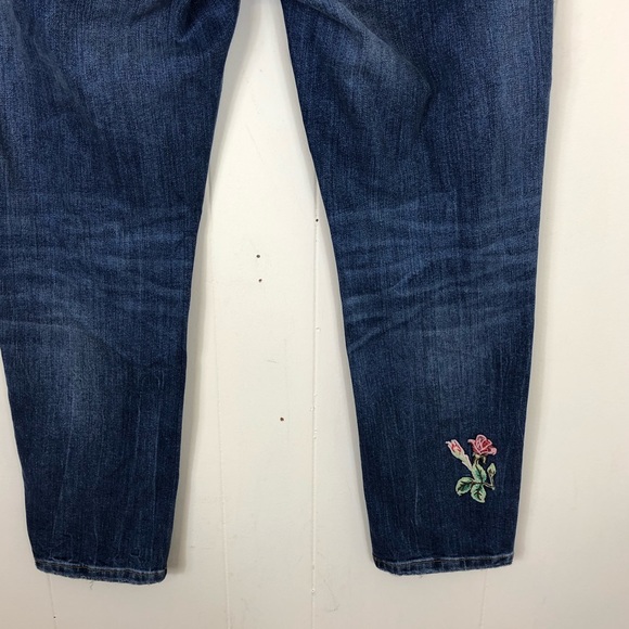 Zara Floral Embroidered Mid-Rise Skinny Jeans Sz 4 - Picture 8 of 13